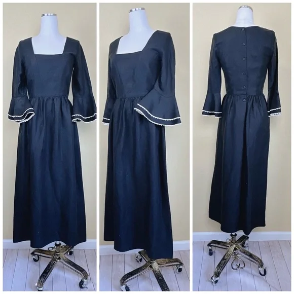 Christy Dawn Black Dress with White Accents - Picture 2 of 4